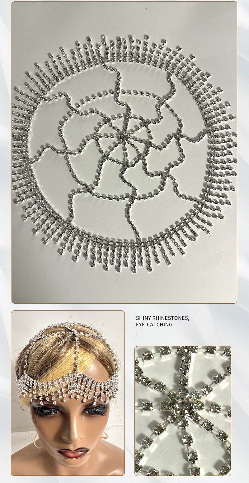 Bridal Hair Accessory Iridescent Crystal Rhinestone Head Chain